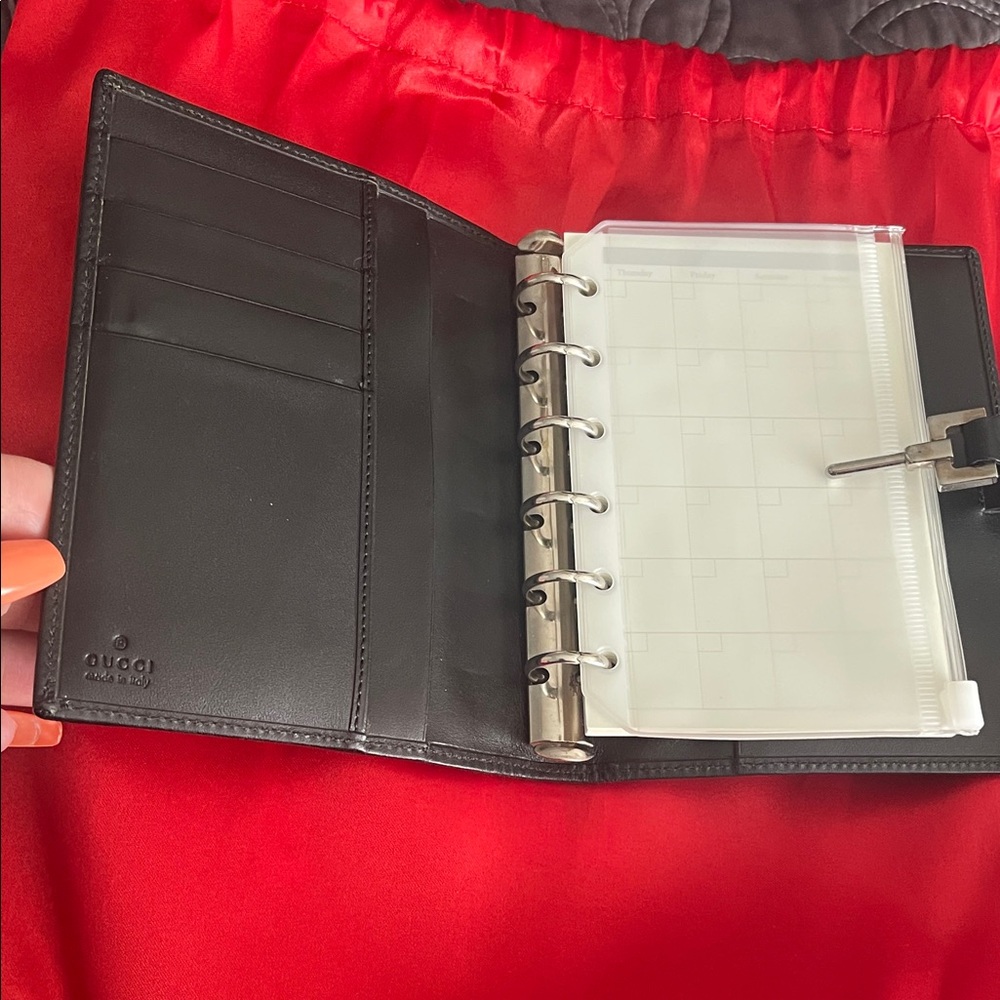 Gucci Black planner with silver hardware
